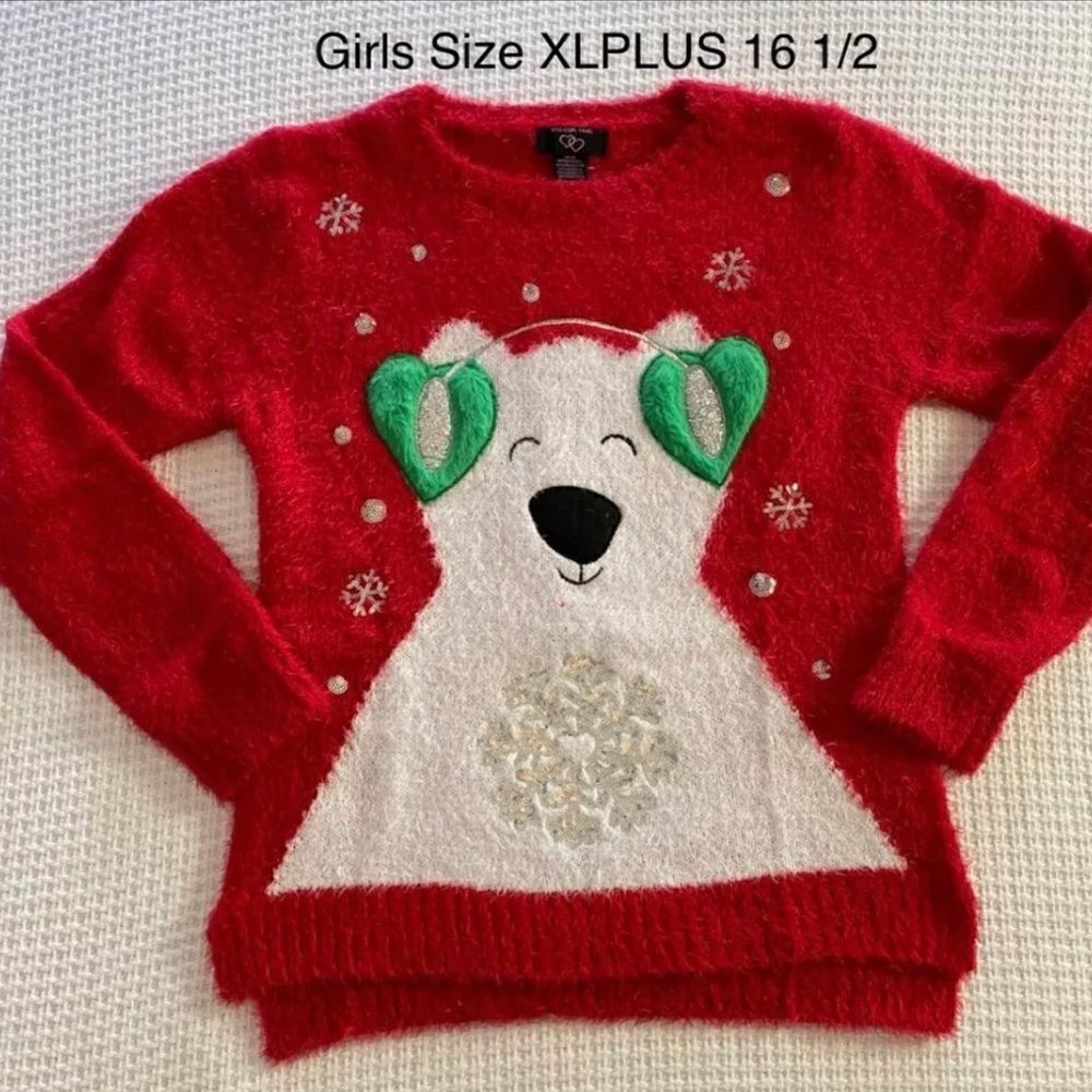 IT’S OUR TME Christmas Sweater Girls Size XLPLUS 16 1/2.